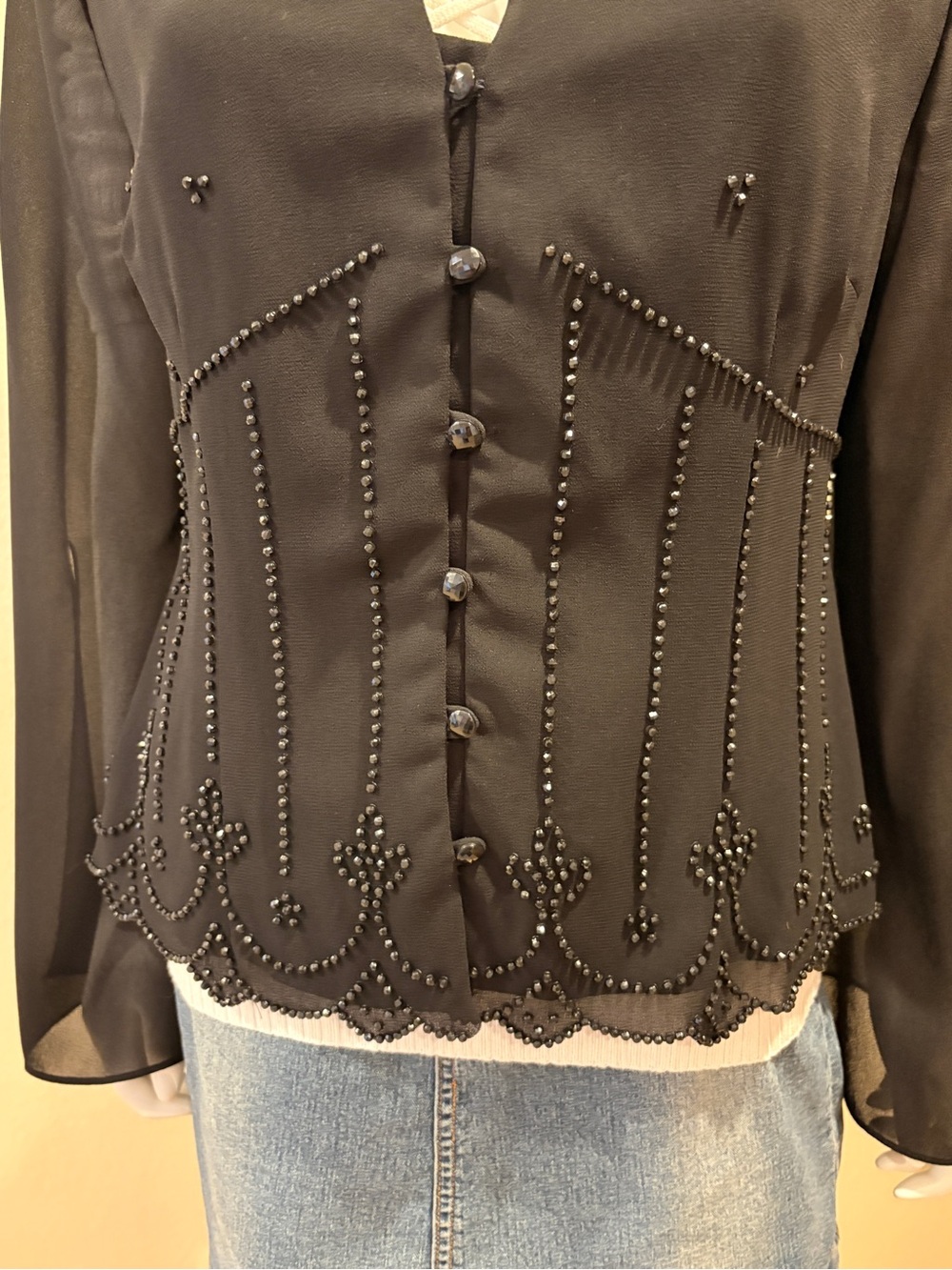 Caliendo Black Evening Cocktail Dress Jacket NEW Womens Size 16 Large Beaded - Picture 14 of 16